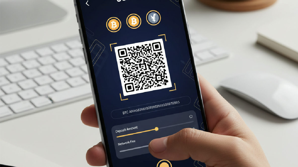 Jetbet mobil uygulamasında Bitcoin yatırma ekranını gösteren bir akıllı telefon görüntüsü